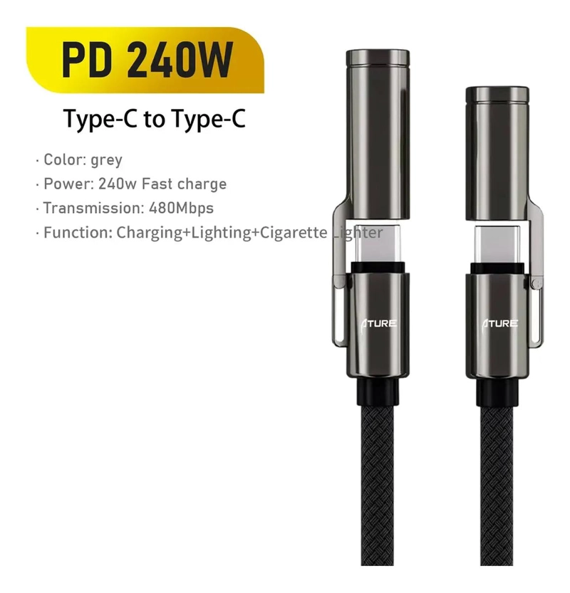 CABLE TIPO-C RAPIDO 240W CON ILUMINACION LED 1.2M - 6