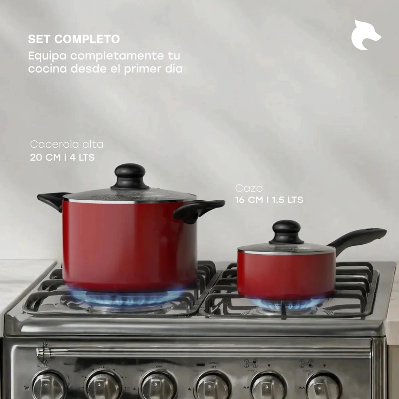 BATERIA DE COCINA ANTIADHERENTE DE 15 PIEZAS EN ALUMINIO ROJO - 3