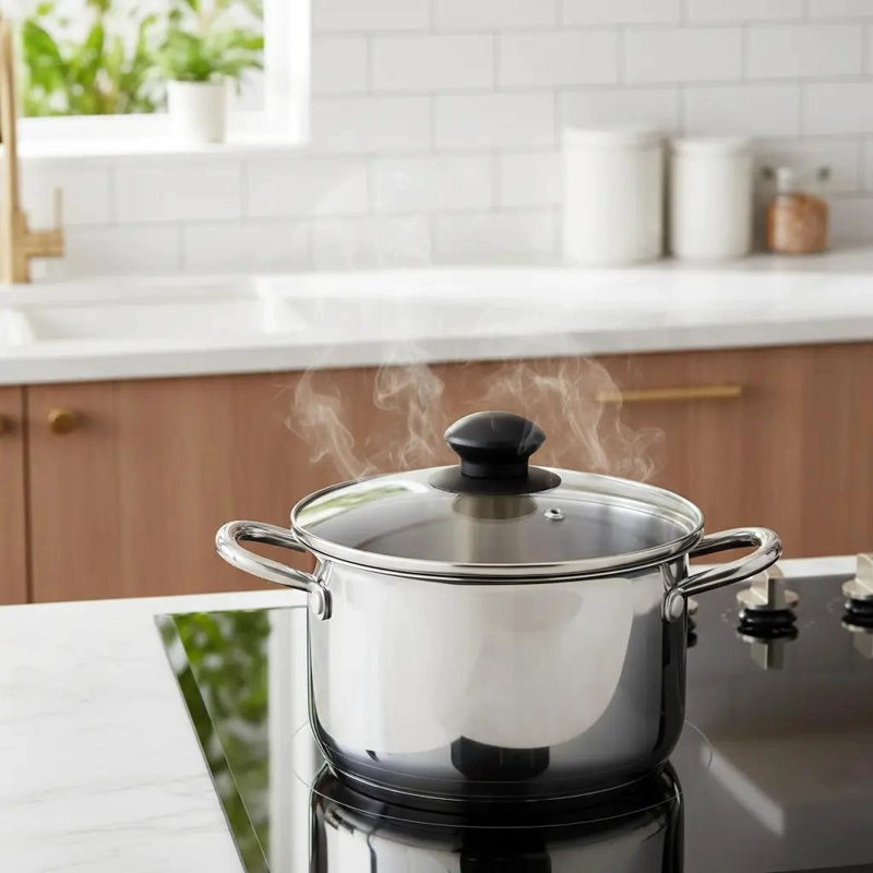 TAPA DE OLLA VAPORIERA DE VIDRIO 18 CM PARA COCCION SALUDABLE - 8