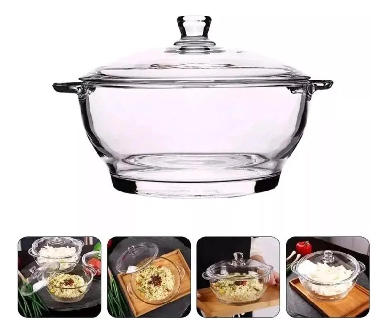 OLLA DE VIDRIO CUENCO CON TAPA PARA ENSALADAS 2.5 LITROS - 6