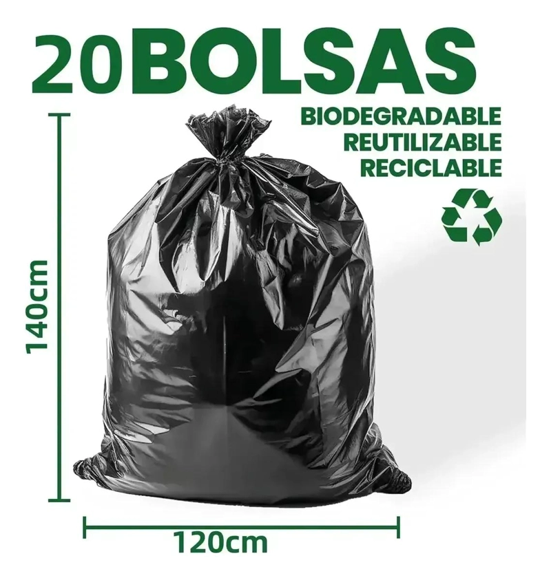 PACK DE 20 BOLSAS BIODEGRADABLES 120X140 CM PARA RESIDUOS - 5