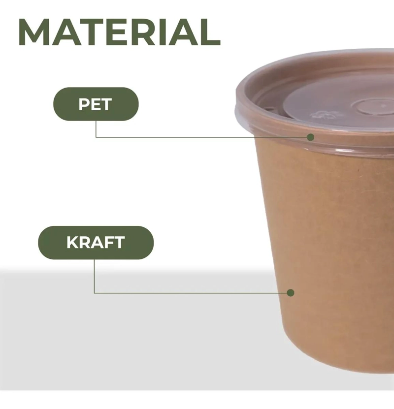 POTE RECIPIENTE KRAFT 32OZ CON TAPA PLASTICA 10 UNIDADES - 4