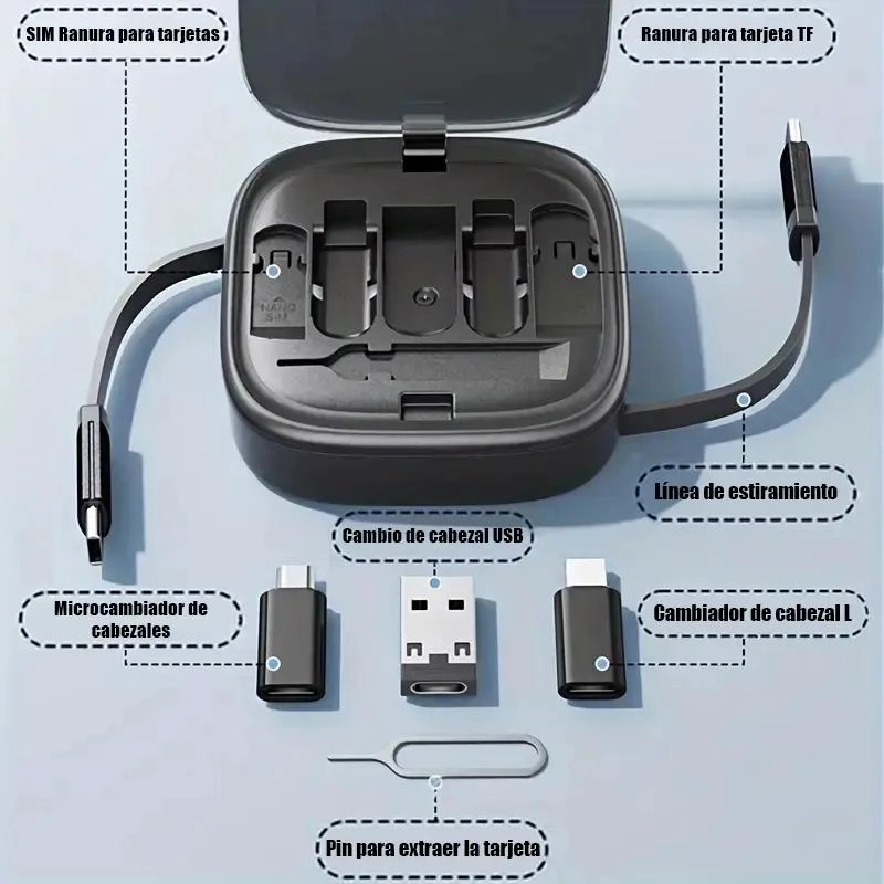 KIT DE CARGA RAPIDA CON CABLE USB TIPO-C Y LIGHTNING - 7