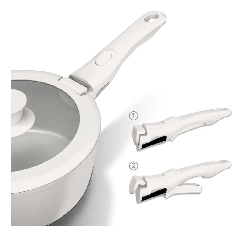 BATERIA DE COCINA 11 PIEZAS ALUMINIO FORJADO COLOR BLANCO - 3
