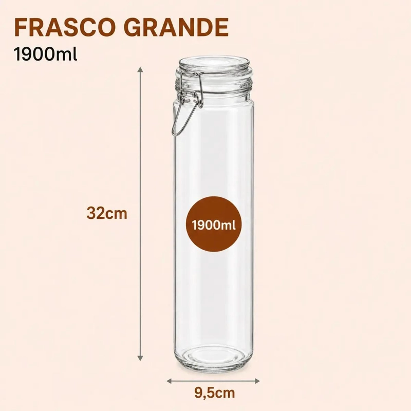 TARRO DE VIDRIO HERME TICO CON TAPA DE BISAGRA PARA COCINA - 2