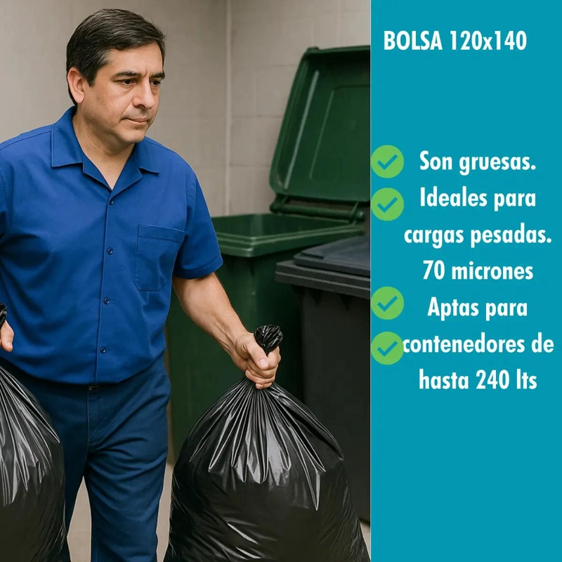 BOLSAS NEGRAS RESISTENTES PARA BASURA 120X140 CM - 2