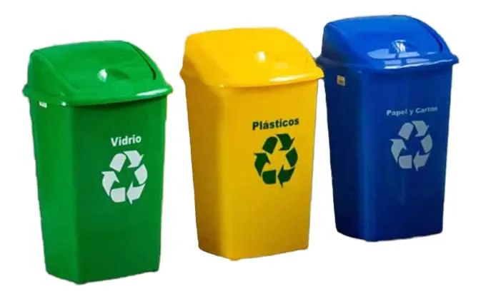 PACK DE 3 BASUREROS DE 30 LITROS PARA RECICLAJE EN COLORES - 1