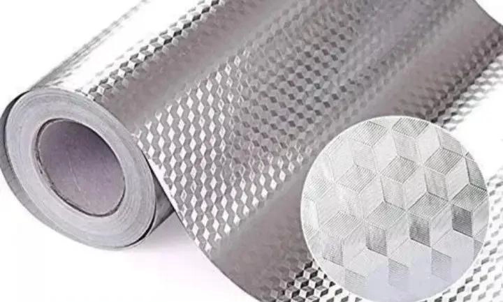 PAPEL ALUMINIO AUTOADHESIVO PARA DECORACION DE COCINA 5M X 60CM - 1