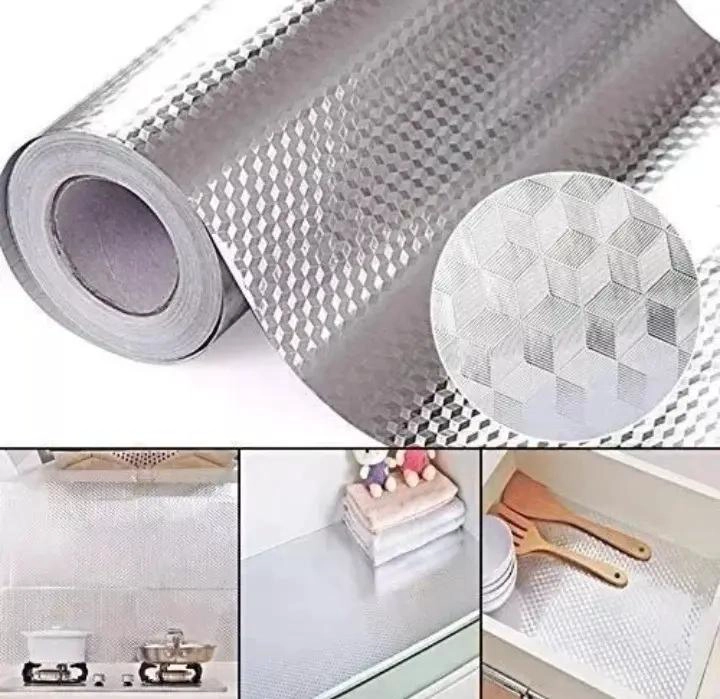 PAPEL ALUMINIO AUTOADHESIVO PARA DECORACION DE COCINA 5M X 60CM - 4