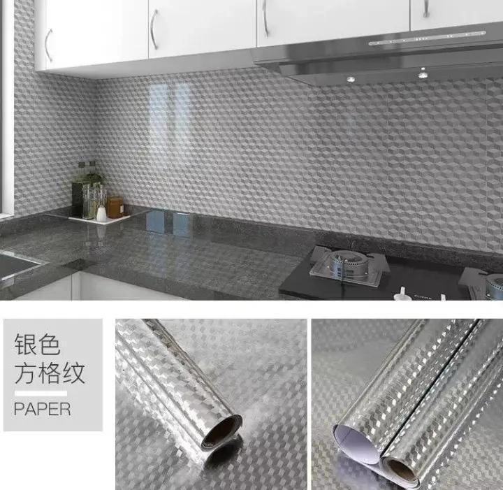 PAPEL ALUMINIO AUTOADHESIVO PARA DECORACION DE COCINA 5M X 60CM - 5