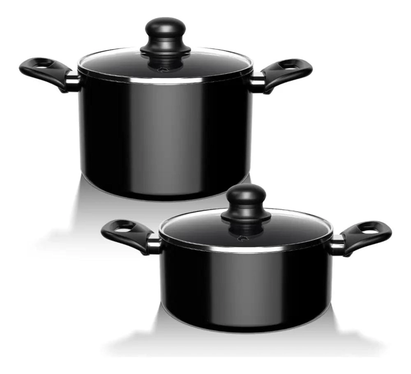 SET DE BATERIA DE COCINA ANTIADHERENTE DE 15 PIEZAS EN COLOR NEGRO - 4