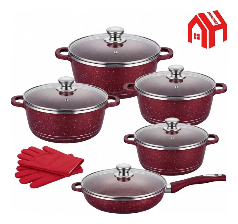 SET DE 12 OLLAS ANTIADHERENTES PARA COCINA ELEGANTE - 1