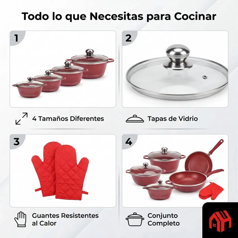 SET DE 12 OLLAS ANTIADHERENTES PARA COCINA ELEGANTE - 3