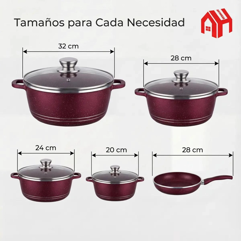 SET DE 12 OLLAS ANTIADHERENTES PARA COCINA ELEGANTE - 4