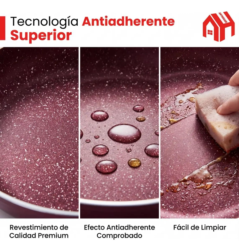 SET DE 12 OLLAS ANTIADHERENTES PARA COCINA ELEGANTE - 7
