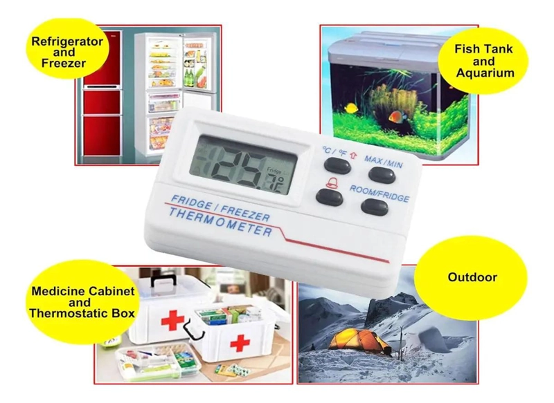 TERMOMETRO DIGITAL CON SONDA IMPERMEABLE Y ALARMA PARA REFRIGERADOR - 6