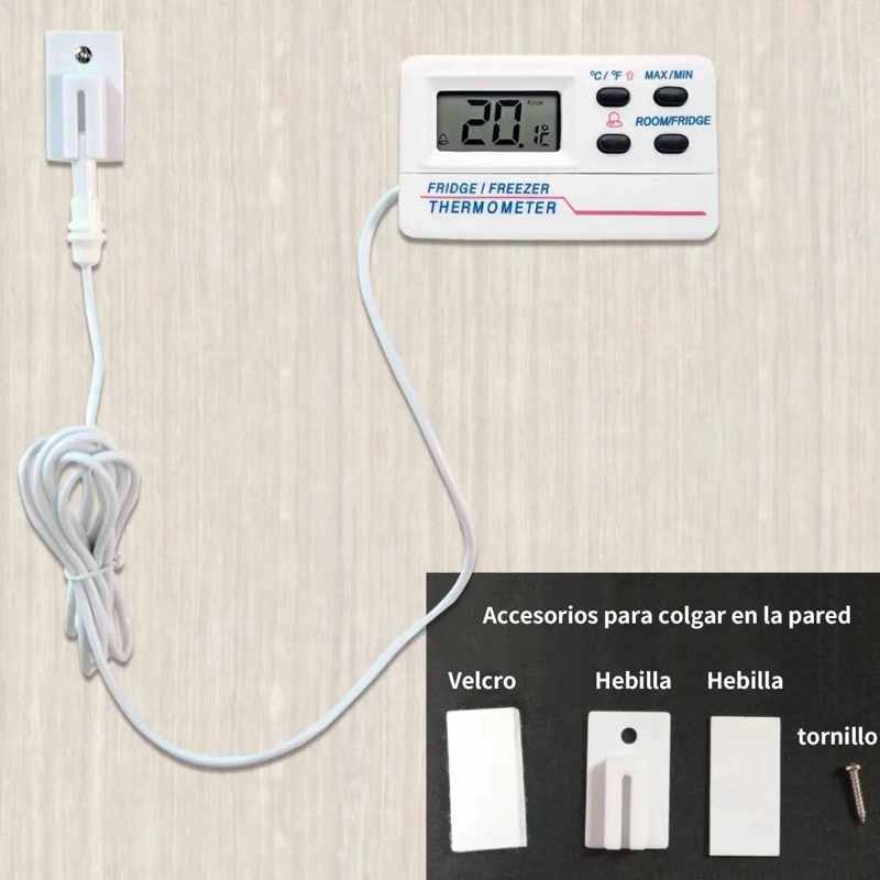 TERMOMETRO DIGITAL CON SONDA IMPERMEABLE Y ALARMA PARA REFRIGERADOR - 8
