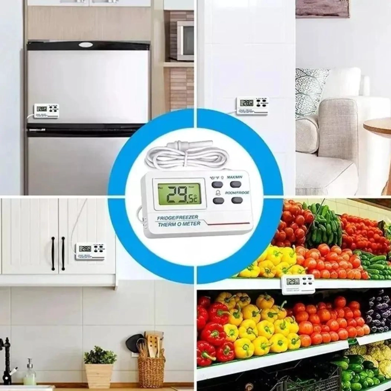 TERMOMETRO DIGITAL CON SONDA IMPERMEABLE Y ALARMA PARA REFRIGERADOR - 9