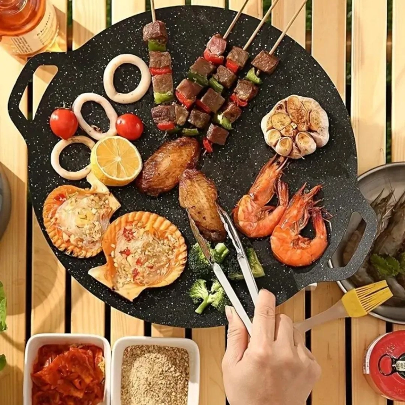 PLANCHA ANTIADHERENTE DE HIERRO FUNDIDO 34 CM PARA COCINAR - 3