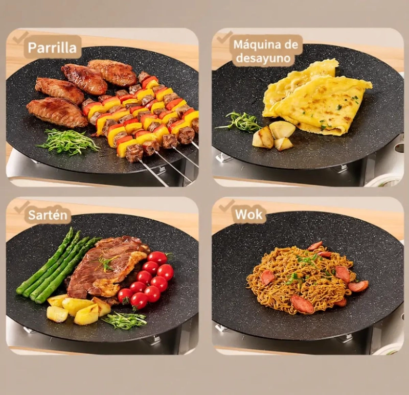 PLANCHA ANTIADHERENTE DE HIERRO FUNDIDO 34 CM PARA COCINAR - 5