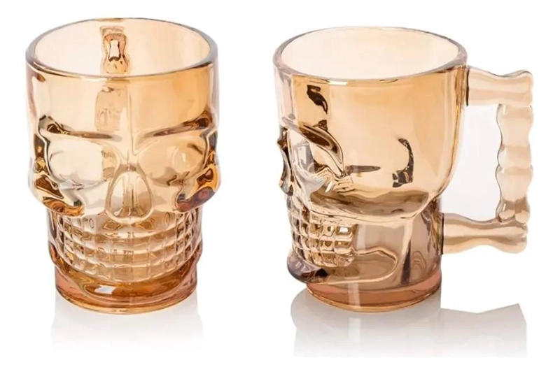 PACK DE 2 VASOS CERVECEROS DE VIDRIO CALAVERA 500ML - 1