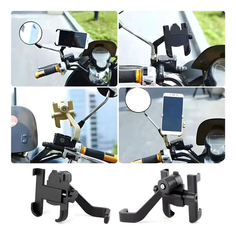 SOPORTE PARA CELULAR DE RETROVISOR CON AJUSTE UNIVERSAL Y ROTACION 360° - 4