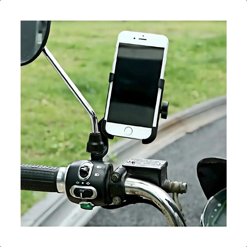 SOPORTE PARA CELULAR DE RETROVISOR CON AJUSTE UNIVERSAL Y ROTACION 360° - 7