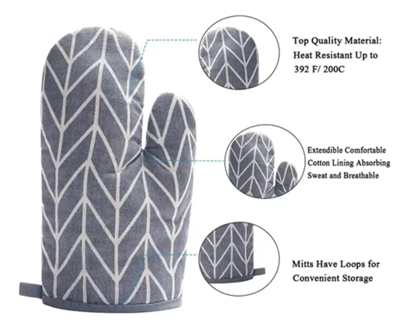 SET DE 4 GUANTES Y AGARRADERAS PARA COCINA RESISTENTES AL CALOR - 2