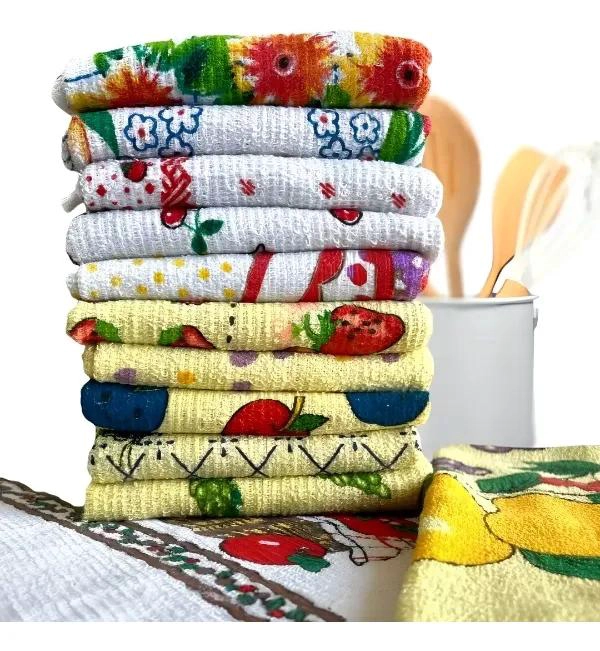 PACK DE 12 PAÑOS DE COCINA DE ALGODON ESTAMPADOS SURTIDOS - 4