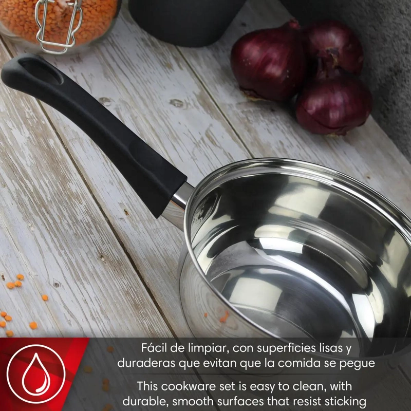 BATERIA DE COCINA DE ACERO INOXIDABLE 9 PIEZAS CON TAPAS DE VIDRIO - 4