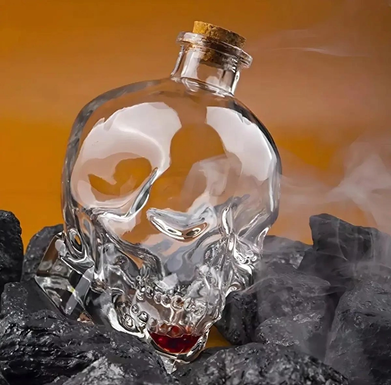 PACK DE 12 BOTELLAS DE VIDRIO CALAVERA 100ML CON TAPA DE CORCHO - 5