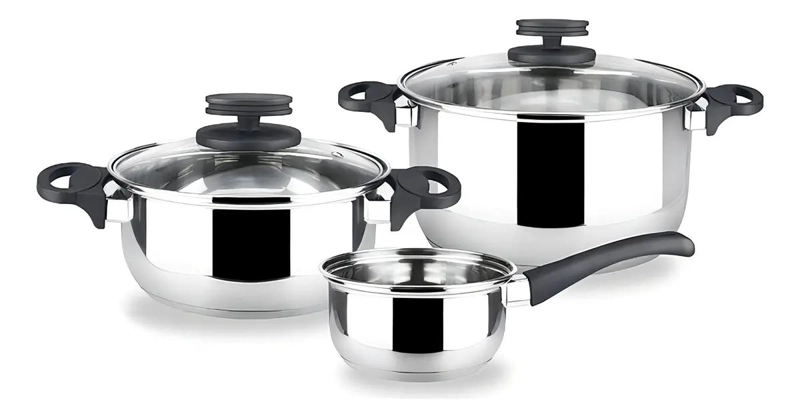 BATERIA DE COCINA DE ACERO INOXIDABLE 5 PIEZAS ELEGANTE Y DURADERA - 1