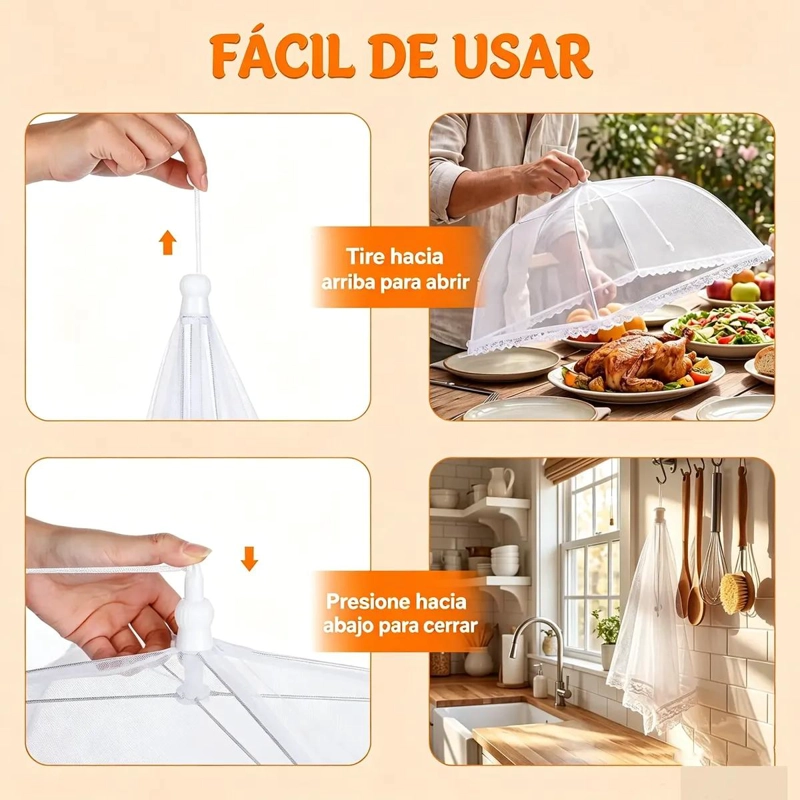 PACK DE 3 CUBIERTAS DE MALLA PARA ALIMENTOS ANTI MOSCAS - 2