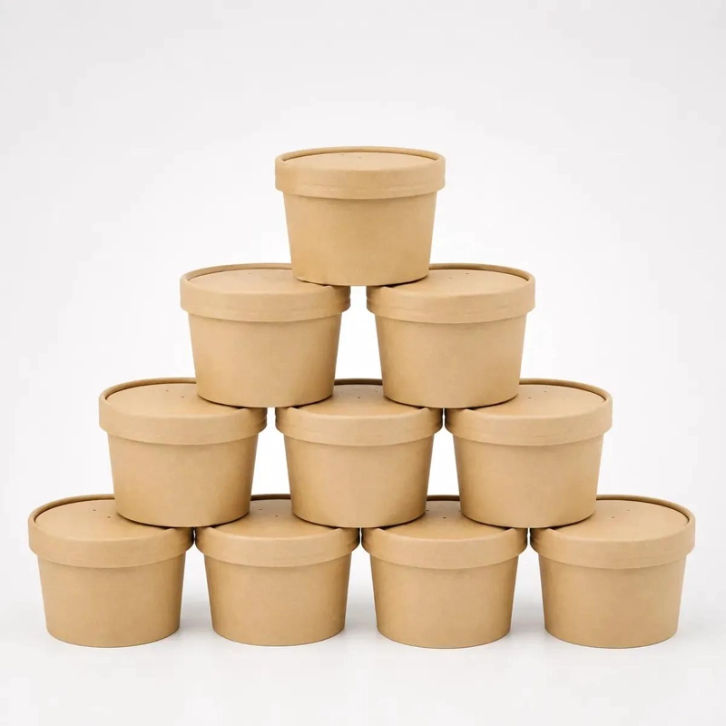 POTE CONTENEDOR KRAFT 8 OZ CON TAPA DE POLIPAPEL - 1