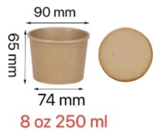 POTE CONTENEDOR KRAFT 8 OZ CON TAPA DE POLIPAPEL - 4