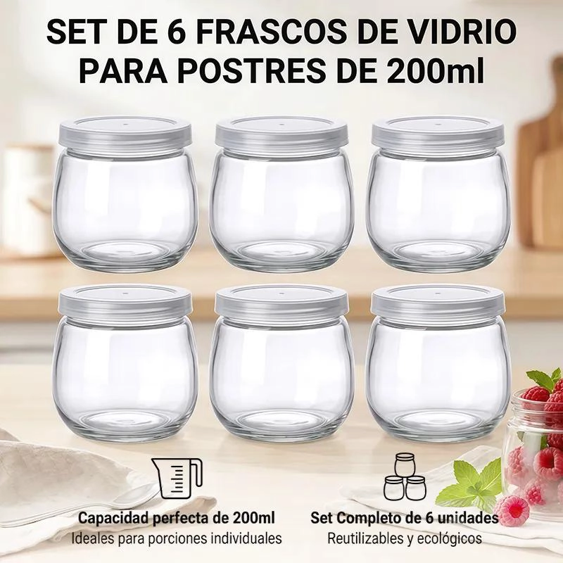PACK DE 6 FRASCOS DE VIDRIO CON TAPA SELLADA DE 200ML - 5