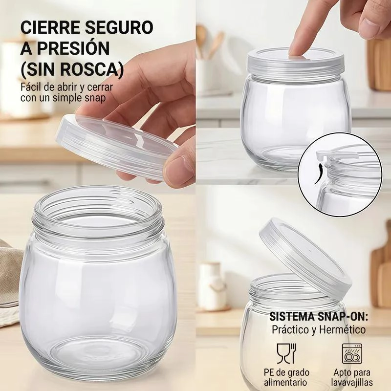 PACK DE 6 FRASCOS DE VIDRIO CON TAPA SELLADA DE 200ML - 6