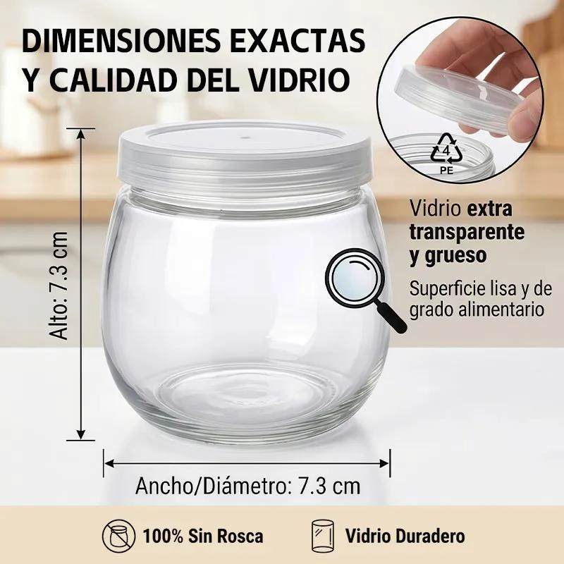 PACK DE 6 FRASCOS DE VIDRIO CON TAPA SELLADA DE 200ML - 8