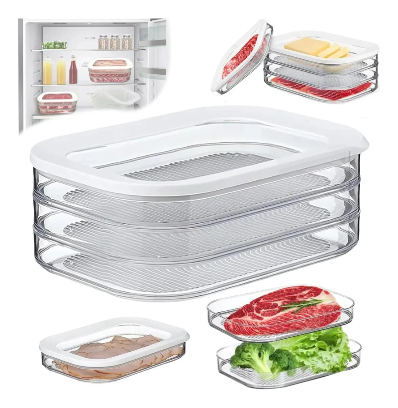 CAJA DE ALMACENAMIENTO TRANSPARENTE PARA REFRIGERADOR DE COCINA - 1