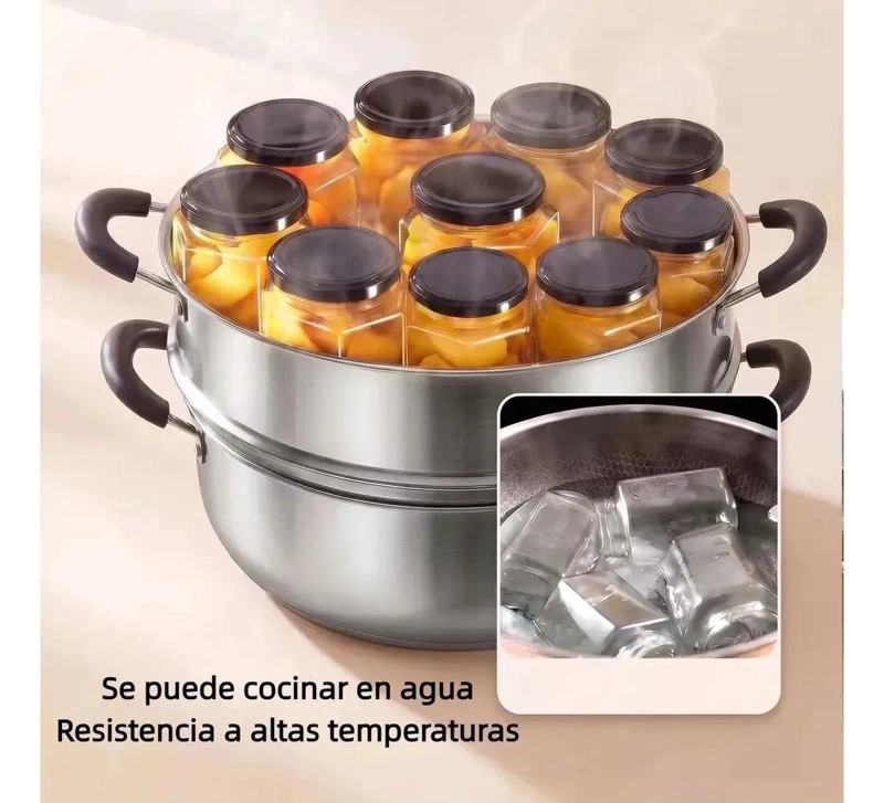 TARRO DE VIDRIO HEXAGONAL HERME TICO PARA MIEL Y CONSERVAS - 6