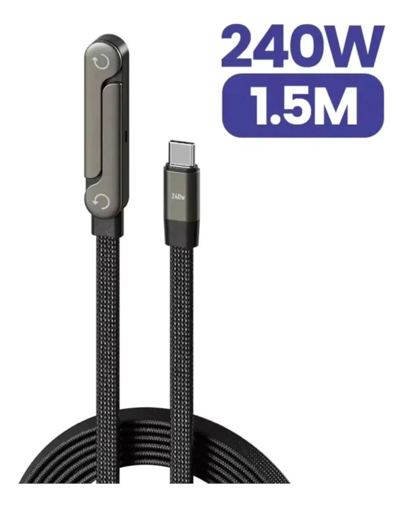 CABLE DE CARGA RAPIDA 240W TIPO-C 1.5M CON SOPORTE 360 - 6