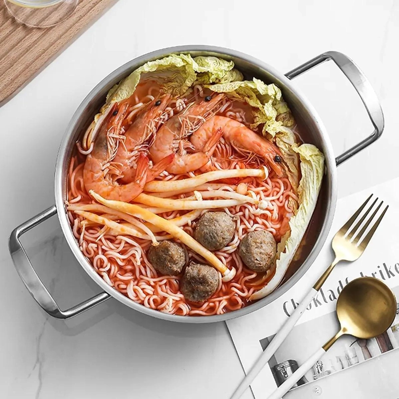 CACEROLA DE ACERO INOXIDABLE PARA COCINAR RAMEN 26 CM - 3