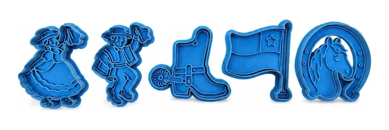 SET DE 5 CORTADORES Y SELLOS PARA GALLETAS CON DISEÑOS PATRIOS DE 8 CM - 1