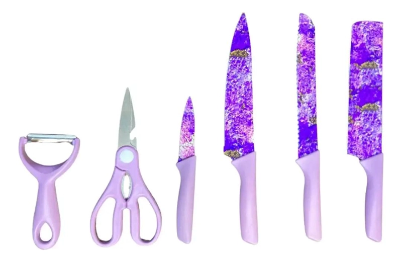 SET DE CUCHILLOS PREMIUM CON TIJERA Y PELADOR DE COCINA - 1