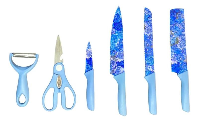 SET DE CUCHILLOS PREMIUM CON TIJERA Y PELADOR DE COCINA - 2