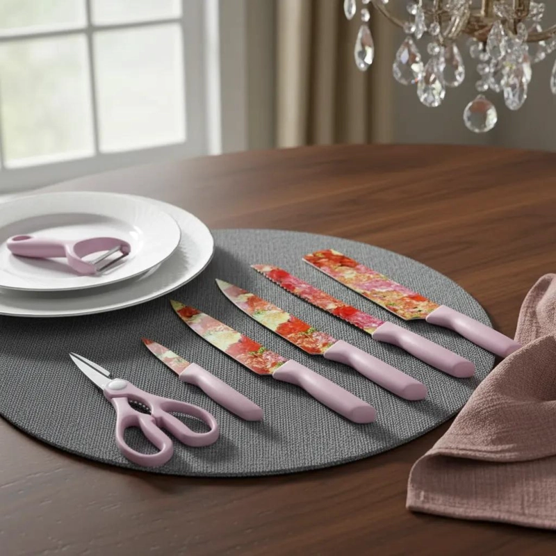 SET DE CUCHILLOS PREMIUM CON TIJERA Y PELADOR DE COCINA - 4