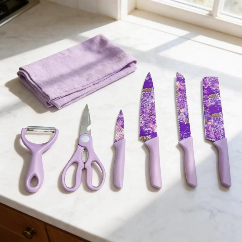 SET DE CUCHILLOS PREMIUM CON TIJERA Y PELADOR DE COCINA - 5