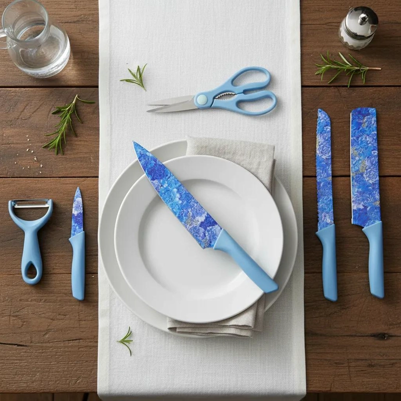 SET DE CUCHILLOS PREMIUM CON TIJERA Y PELADOR DE COCINA - 6