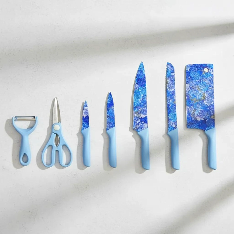 SET DE CUCHILLOS PREMIUM CON TIJERA Y PELADOR DE COCINA - 9