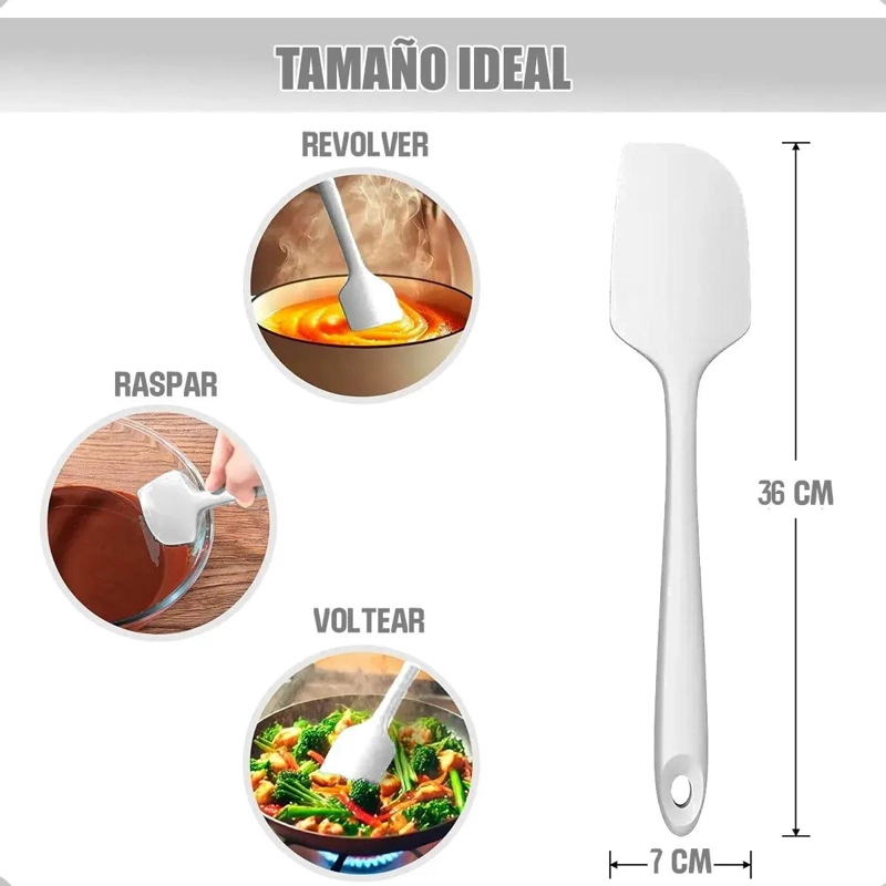 SET DE 2 ESPATULAS DE SILICONA CON MANGO DE ACERO INOXIDABLE DE 36 CM - 2